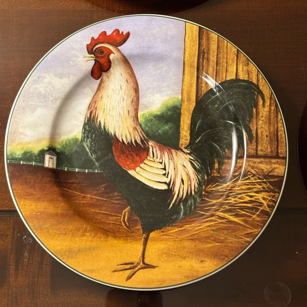 Mixed Set of Decorative Rooster Chicken Dessert‎ Plates